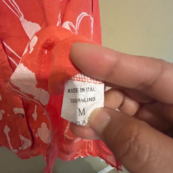 Lands Downunder 100% Linen Button Up Tunic Top Womens Medium Abstract  Artsy - Picture 9 of 9